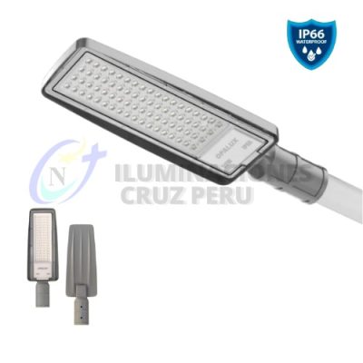 LUMINARIA LED ALUMBRADO PUBLICO MODELO SLIM 100W OPALUX 6500K 11000Lm 50000Hrs(LED) IP66 100-265V F.P 0.9