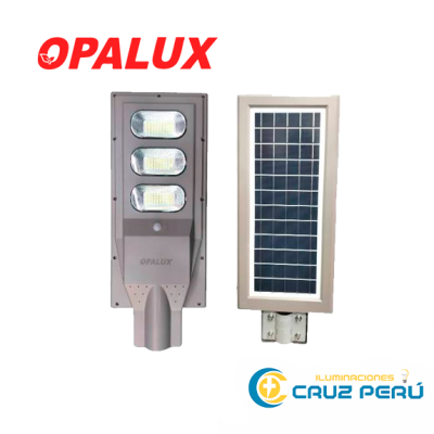 LUMINARIA ALUMBRADO PUBLICO 90W OPALUX SOLAR 14400LM EXTERIORES INCLUYE PANEL SOLAR Y BATERÍA TODO EN UNO, PARA MONTAJE EN PASTORAL IP65
